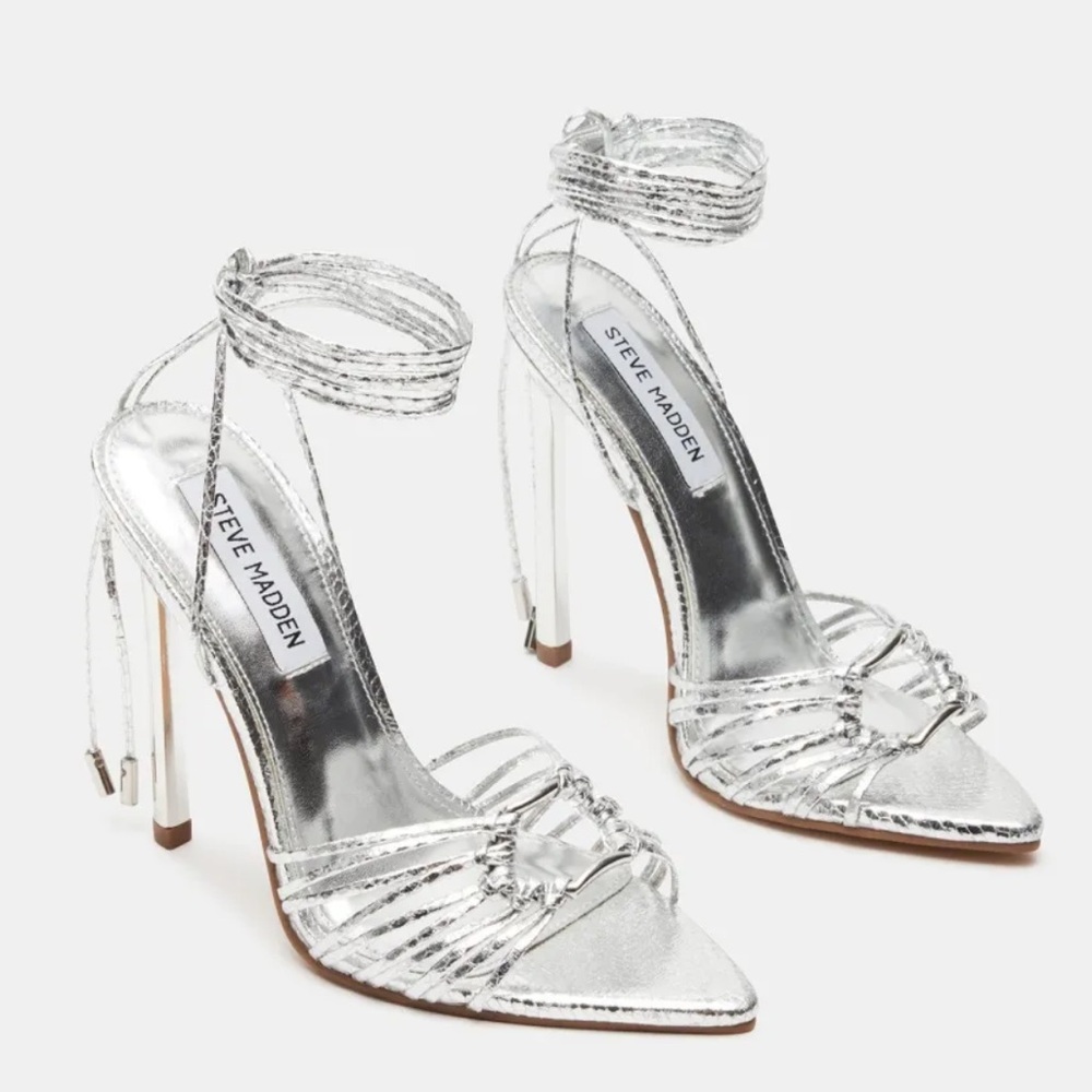 Steve Madden Silver Strappy Heels